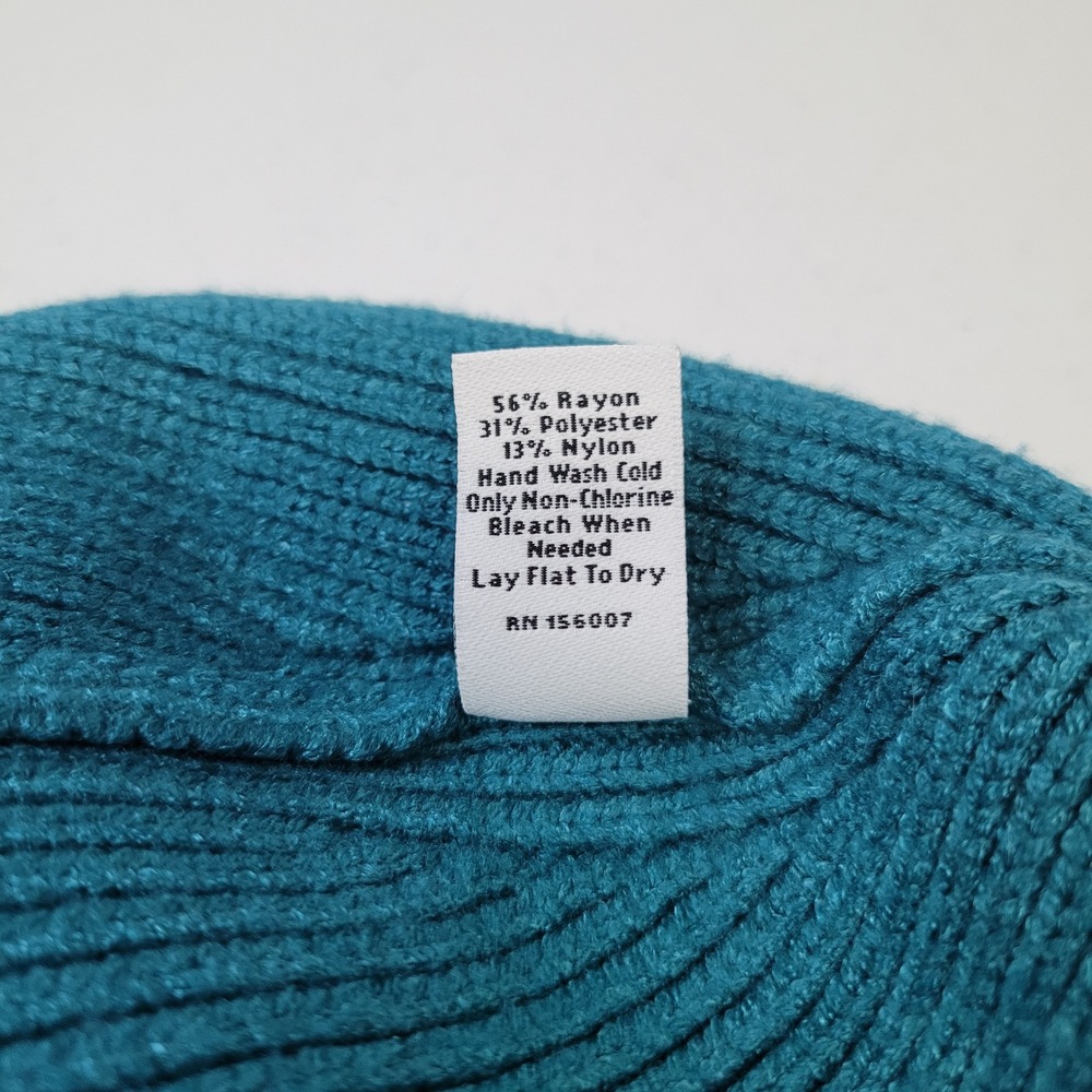 Vera Bradley Womens Ribbed Beanie Teal Blue Knit Soft Winter Hat RN 156007 - Picture 6 of 8